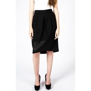 Amanda Wakeley Mid-Rise Pleated Black A-line Skirt